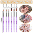 AROIC 28 Pcs Acrylic Nail Brush Set Including 7 Pcs UV Gel Nail Art Brushes, 6 Pcs 3D Nail Extension Brush, 5Pcs Double Ended Dotting Nail Pen For Nail Art DIY With White Box, colorful AROIC