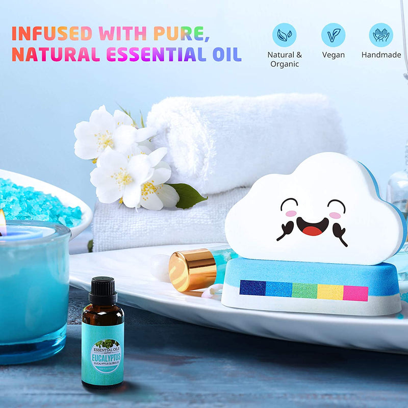 Rainbow Bath Bombs Valentine's Day Gift Set, Ribivaul Handmade Bath Bombs with Natural Ingredients and Dreamy Rainbow Effect, Bubble Bath Bomb for Kids and Women at Holiday and Birthday Ribivaul