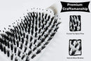 Zabolight Premium Vent Boar Bristle Hair Brush Vented Detangling Oversize Hair Brush for Thick Long Curly Hair, Curved Fast Blow Drying Brush for Women & Men (White) Zabolight