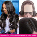 UNice 10A Body Wave Silk Base Fake Scalp Human Hair Closure Wigs for Black Women, Brazilian Virgin Hair Middle Part Lace Closure Wig Pre Plucked with Baby Hair 150% Density (14 inch) UNICE Store