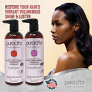 PURA D'OR Apple Cider Vinegar Thin2Thick Set (2 x 16oz) ACV Shampoo & Conditioner, Clarifying, Detox Biotin, Keratin, Caffeine, Castor Oil, All Hair Type, Men/Women (Packaging may vary), Red, (84059) PURA D'OR