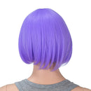 SWACC 10 Inch Short Straight Bob Wig with Bangs Synthetic Colorful Cosplay Daily Party Flapper Wig for Women and Kids with Wig Cap (Lavender Purple) SWACC