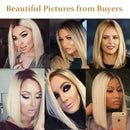 Relena Ombre Blonde Bob Wig for Women Middle Part Short Blonde Wigs Shoulder Length Brown to Blonde Ombre Wig 14 Inch Heat Resistant Synthetic Blonde Straight Bob Wigs for Daily Party Cosplay Use Relena