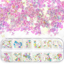 12 Boxes Holographic Nail Sequins, Teenitor Iridescent Mermaid Flakes Ultra-Thin Colorful Glitter Sticker, for Nail Art Decoration, Paillette Cosmetic Festival Glitter, Craft or Face Hair Decor Teenitor