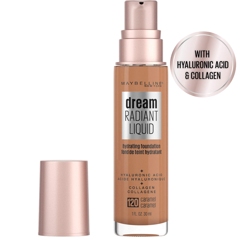 Maybelline Dream Radiant Liquid Medium Coverage Hydrating Makeup, Lightweight Liquid Foundation, Caramel, 1 Fl; Oz Maybelline New York