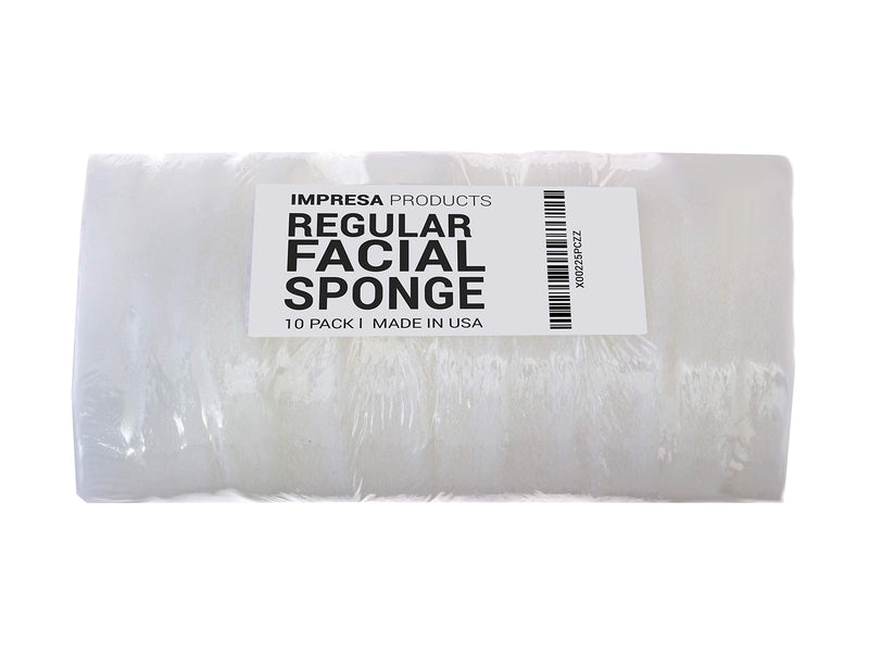10 Pack Facial Sponge For Daily Deep Cleansing And Regular Exfoliating - Regular Buff Puff Style Exfoliating Pads Perfect Puf For Removing Dead Skin, Dirt & Makeup - Normal to Oily - Made In The USA IMPRESA
