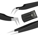 Sivote Eyelash Tweezers, 3-Pack, Hand Calibrated Straight, Curved Tips and Volume Tweezer, Stainless Steel Lash Tweezers for Eyelash Extensions, Black SIVOTE Store