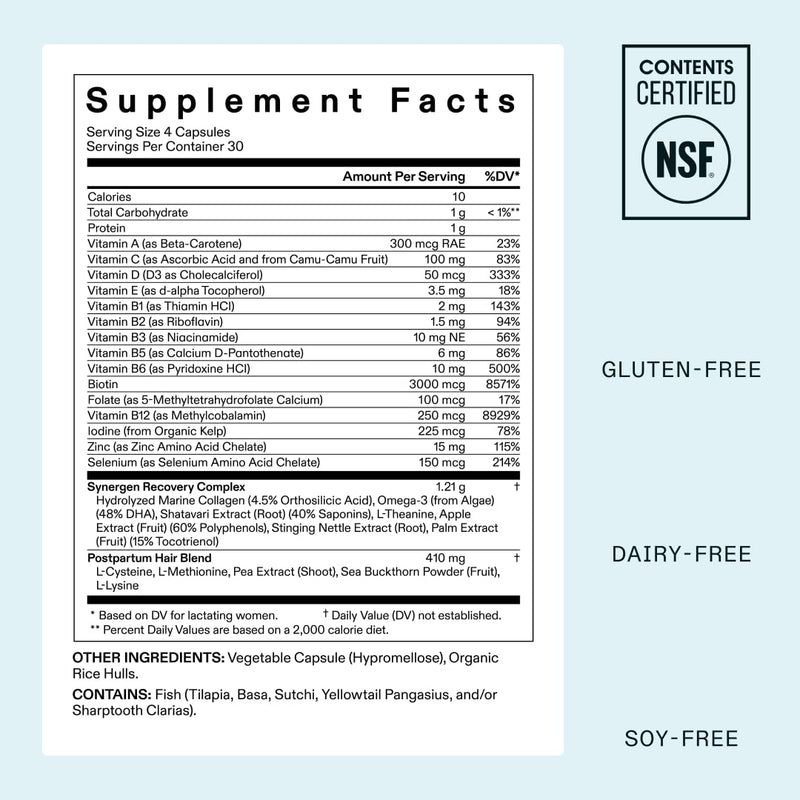 Nutrafol Postpartum Hair Growth Supplements, Clinically Tested for Visibly Thicker Hair and Less Shedding, Breastfeeding-Friendly - 1 Month Supply, 1 Refill Pouch Infinity Warehouse