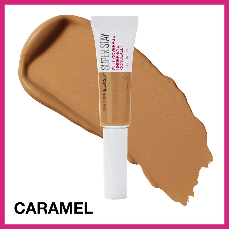 Maybelline New York Super Stay Super Stay Full Coverage, Brightening, Long Lasting, Under-eye Concealer Liquid Makeup For Up To 24H Wear, With Paddle Applicator, Caramel, 0.23 fl. oz, Caramel Maybelline New York