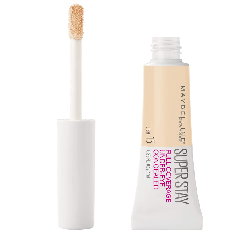 Maybelline Super Stay Super Stay Full Coverage, Brightening, Long Lasting, Under-eye Concealer Liquid Makeup Forup to 24H Wear, With Paddle Applicator, Light, 0.23 fl. oz. Maybelline New York