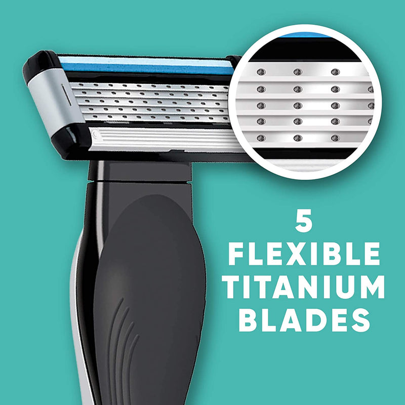 Made For You by BIC Shaving Razor Gift Set for Every Body - Men & Women, 2 Handles with 14 Cartridge Refills - 5-Blade Razors for a Smooth Close Shave & Hair Removal, Navy & White, Kit Made For You