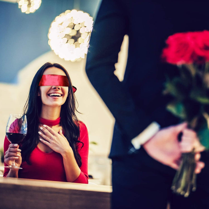 Hestya 2 Pack Sleeping Mask Satin Eye Mask Blindfold, 150 cm (Black Rose Red and Black) HESTYA