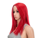 SWACC 14-Inch Short Straight Middle Part Hair Wig Medium Length Synthetic Heat Resistant Wigs for Women with Wig Cap (Red) SWACC