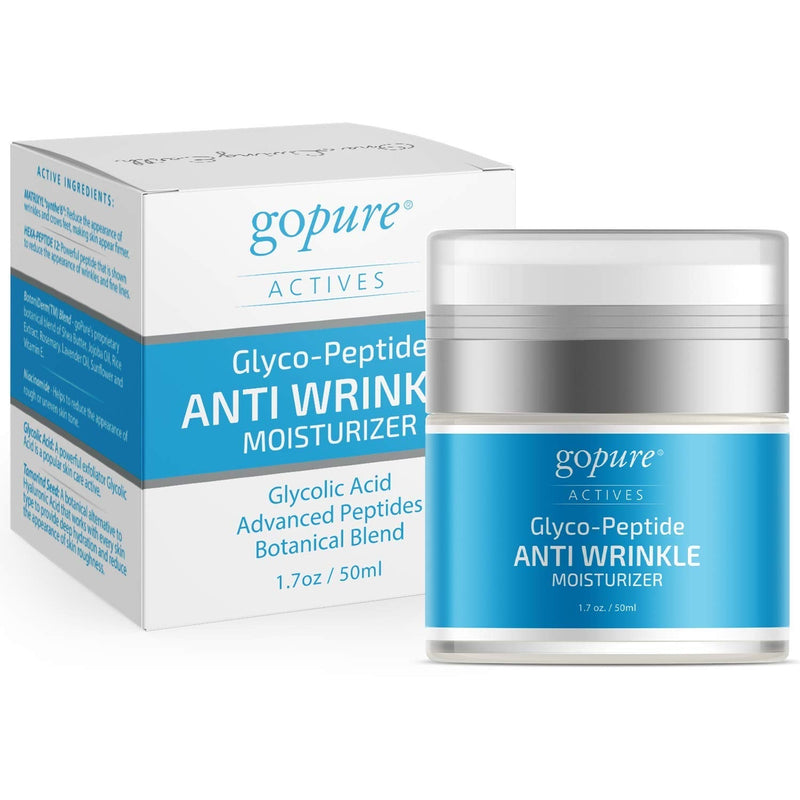 GoPure Anti Wrinkle Face Moisturizer - Anti Aging Face Cream with Hyaluronic Acid - Night Cream with Glycolic Acid - Anti Wrinkle Cream for Men & Women- Youthful Glow - 1.7oz goPure