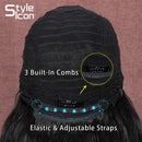 Style Icon 41" Long Wavy Synthetic Wigs Simulated Scalp Lace Front Wigs with Baby Hair Half Hand Tied 130% Density Wigs (1.5"4" Simulated Scalp, 1B) Style Icon Store