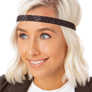 Hipsy Women's Adjustable NO SLIP Bling Glitter Headband Multi Gift Packs (Skinny Black/Gold/Gunmetal/White/Brown 5pk) Hipsy