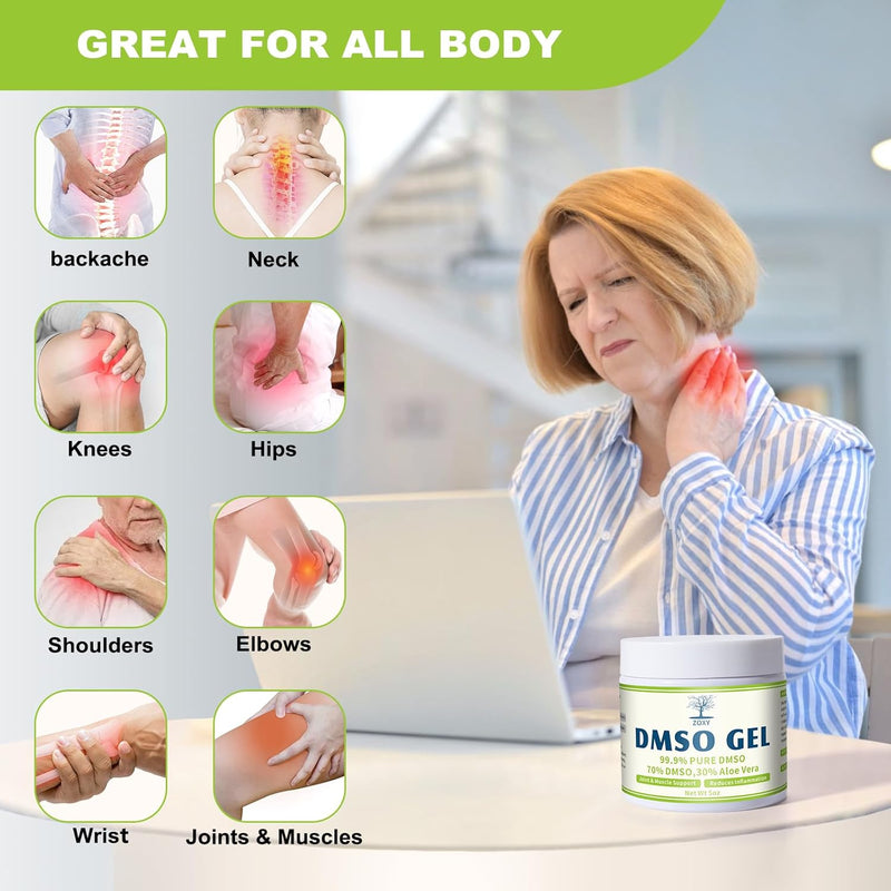 ZOXY DMSO Gel with Aloe Vera, 99.9% Pure, Support Joint and Muscle, Low Odor, Quickly Absorbed, Non-Greasy, 4 oz Infinity Warehouse