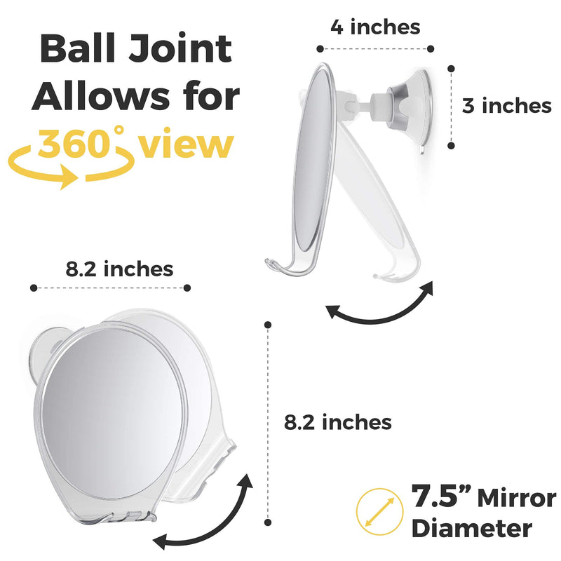 HoneyBull Shower Mirror Fogless for Shaving - with Suction, Razor Holder for Shower & Swivel, Mirrors, Shower Accessories, Bathroom Mirror, Bathroom Accessories, Holds Razors for Men (XL White) HONEYBULL