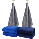 Sinland Microfiber Facial Cloths Fast Drying Washcloth 12inch x 12inch (6pack, Blue+Navy Blue+Grey) SINLAND
