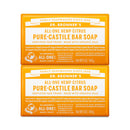 Dr. Bronner’s - Pure-Castile Bar Soap (Citrus, 5 ounce, 2-Pack) - Made with Organic Oils, For Face, Body and Hair, Gentle and Moisturizing, Biodegradable, Vegan, Cruelty-free, Non-GMO Dr. Bronner's