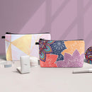 MAGEFY Cosmetic Bag 2 Styles Portable Travel Makeup Bag for Women Flower Patterns Zipper Pouches Gifts Bag for Girls Makeup Pouch with Black Zipper (2 Packs, Geometric pattern 0189+Colorful petals 0194) MAGEFY