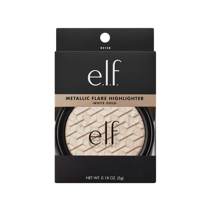 e.l.f, Metallic Flare Highlighter, Versatile, Jelly-like Formula, Multi-Dimensional, Buttery Soft, Creates a High-Luster, High Shimmer Glow, White Gold, Applies Wet or Creamy, 0.18 Oz e.l.f.