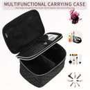 Double Layer Travel Makeup Bag: Portable Cosmetic Bag with Divider Organizer Case for Storage Cosmetics Make up Brush Large Capacity Toiletry Bag for Women and Girls, Black Fivali