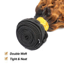 Feelgrace Hair Jerry Curl Ombre Blonde Brazilian Virgin Kinky Curly Human Hair Weave Bundles 1 Piece T1B/30 Color 16 inch Bundle Feelgrace