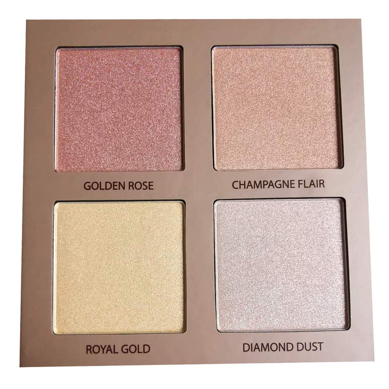 Highlighter Palette Highlighter Makeup Iluminador - Glow Bronzer Powder Makeup Highlighter Kit With Mirror - 4 Highly Pigmented Face Highlighter Shimmer Colors - Vegan, Cruelty Free & Hypoallergenic Lamora