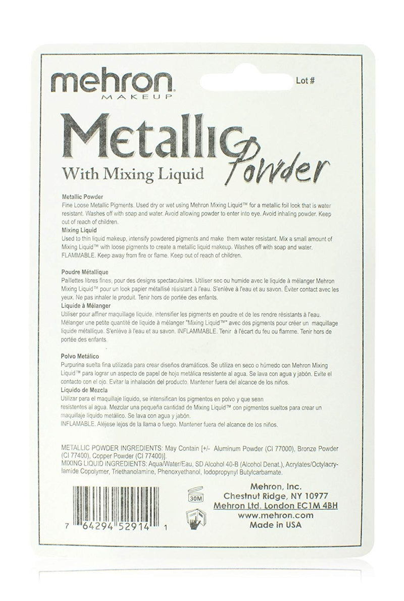 Mehron Makeup Metallic Powder (.17 oz) with Mixing Liquid (1 oz) (ROSE GOLD) Mehron