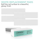 Onsen Nail Buffer Block Replacement Pads - 3 Way Buffing Smooth Shine Natural Nail Polisher with 3 Sides Coarse Soft Silky for Professional Nail Care, Nail Buffer Replacement Pads, 4x White Pads, 1pk Onsen Secret
