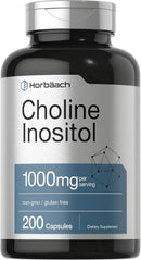 Horbaach Choline Inositol 1000mg Supplement | 200 Capsules | Non-GMO, Gluten Free Infinity Warehouse