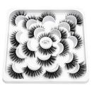 DYSILK 10 Pairs 6D Mink Eyelashes Faux Fluffy Wispy Natural False Eyelashes Long Luxurious Handmade Fake Eyelashes Pack Thick Dramatic Reusable Eyelashes Makeup Lashes Cross No Glue |02-14.5mm DYSILK