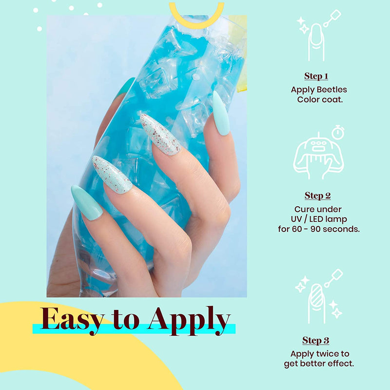 Beetles Gel Nail Polish 15ml Blue Color Gel Polish Set Soak Off LED Nail Lamp Gel Polish Nail Art Manicure Salon DIY Home Christmas Gel 0.5Oz beetles Gel Polish Store