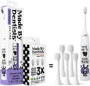 Made by Dentists Kids Electric Toothbrush - Rechargeable Vibrating Toothbrush with Timer, Includes 6 Replacement Heads, Gently Cleans Teeth, Kid & Toddlers Age 2+, Monster Infinity Warehouse