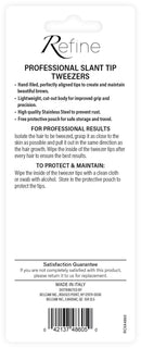 Refine Professional Italian Slant Tip Tweezers, Blue, 3.75" Refine