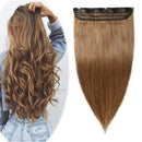 Clip in Hair Extensions 100% Human Hair 8 Inch Short Thin Clip on Human Hairpieces Standard Weft One Piece 5 Clips 40g Soft Silky Straight Hair for Women
