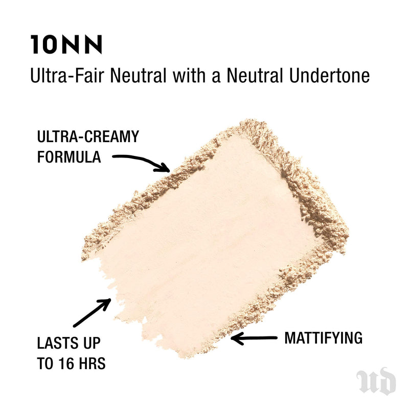 Urban Decay Stay Naked The Fix Powder Foundation, 10NN - Matte Finish Lasts Up To 16 Hours - Water & Sweat-Resistant - Comes with Charcoal-Infused Sponge URBAN DECAY