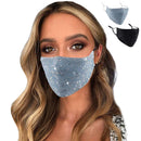 Sparkly Mesh Face Mask Reusable Face Bandanas Decorative Halloween Nightclub Costume Party Masks for Women (Black + Blue) Auriviz