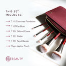 BK BEAUTY Travel Brush Set with Pouch 5-Piece Vegan, Cruelty-Free Brushes for Face & Eyes | Lightweight, Durable Makeup Brushes in Vegan Leather Pouch Perfect Travel-Size Makeup Brush Set Infinity Warehouse