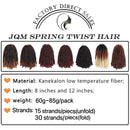 8 Pack Spring Twist Crochet Hair Ombre Bomb Twist Crochet Braids 8 Inch Fluffy Synthetic Braiding Hair Extensions 60g/pack (T1B/30) JQM