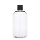Baire Bottles 8 oz Empty Refillable Plastic Bottles with Squeeze Top, Hand-Press Lids - Hand Soap, Shower, Lotion, Homeopathy, Travel, 6 Pack PET, BPA Free USA (Clear, Black Disc, Floral Labels) Baire Bottles