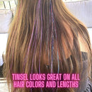Hair Tinsel Strands, Rainbow Glitter Feather Extensions, Silk Tensil Fairy Hair Tensile Pack (Rainbow Tinsel Pack) Feather Lily