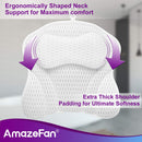 AmazeFan Luxury Bath Pillow, Ergonomic Bathtub Spa Pillow with 4D Air Mesh Technology and 6 Suction Cups, Helps Support Head, Back, Shoulder and Neck, Fits All Bathtub, Hot Tub and Home Spa AmazeFan