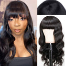 Body Wave Human Hair Wigs with Bangs 100% Brazilian Virgin Human Hair Wigs 130% Density None Lace Front Wigs Glueless Remy Human Hair for Black Women Natural Color Wig 14 inch Beafay Hair