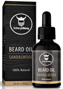 Sandalwood Beard Oil (Large 2 oz) - 100% Natural Beard Conditioner with Organic Tea Tree, Argan and Jojoba Oil with Sandal Wood Scent - Softens, Smooths, and Strengthens Beard Growth by Striking Viking Striking Viking Store
