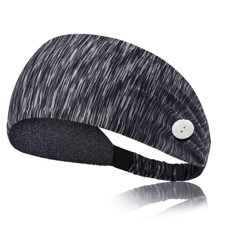Yoga Sports Headband with Button Anti-Strap, Wide Hair Bandana to Protect Ears for Nurses Doctors and Everyone, Vintage Elastic Hair Accessories (Gray) LOBKIN