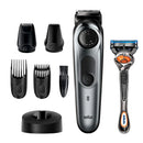 Braun Beard Detail Trimmer, Hair Clippers for Men, Cordless & Rechargeable, Mini Foil Shaver with Gillette ProGlide Razor, Silver, 10 Piece Set Braun
