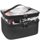 MKPCW Makeup Bags Double layer Travel Cosmetic Cases Make up Organizer Toiletry Bags (Black) MKPCW