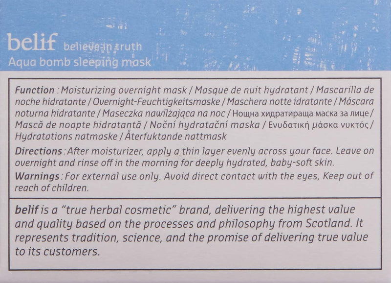 | belif Aqua Bomb Sleeping Mask | Soothing Face Mask for Dry Skin | Face Treatment, Hydration, Clean Beauty martinandmark.com